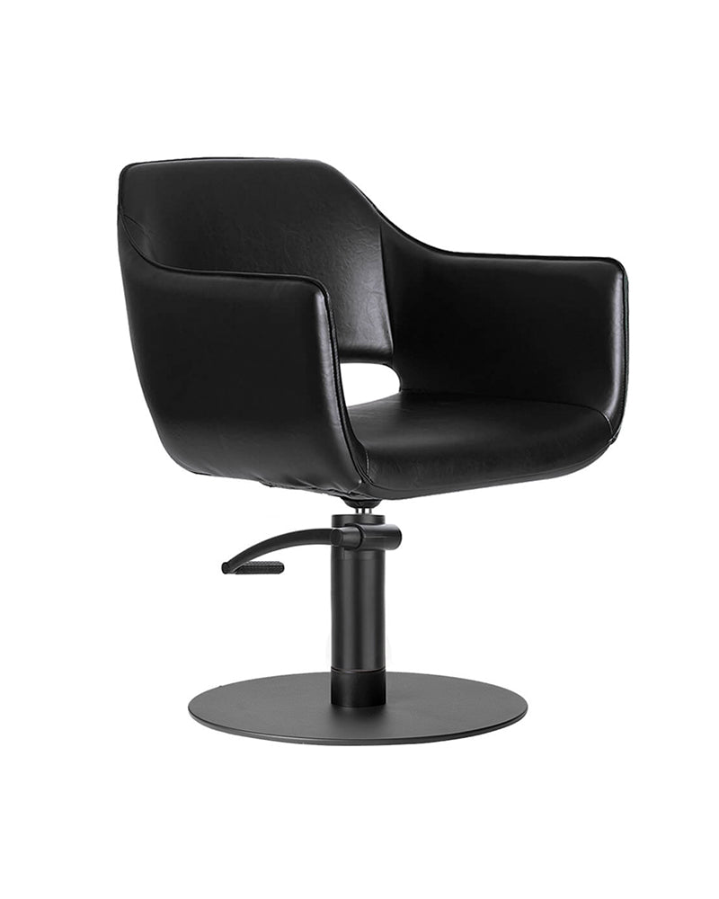 Blake Black - Poltrona da parrucchiere nera - Base tonda nera