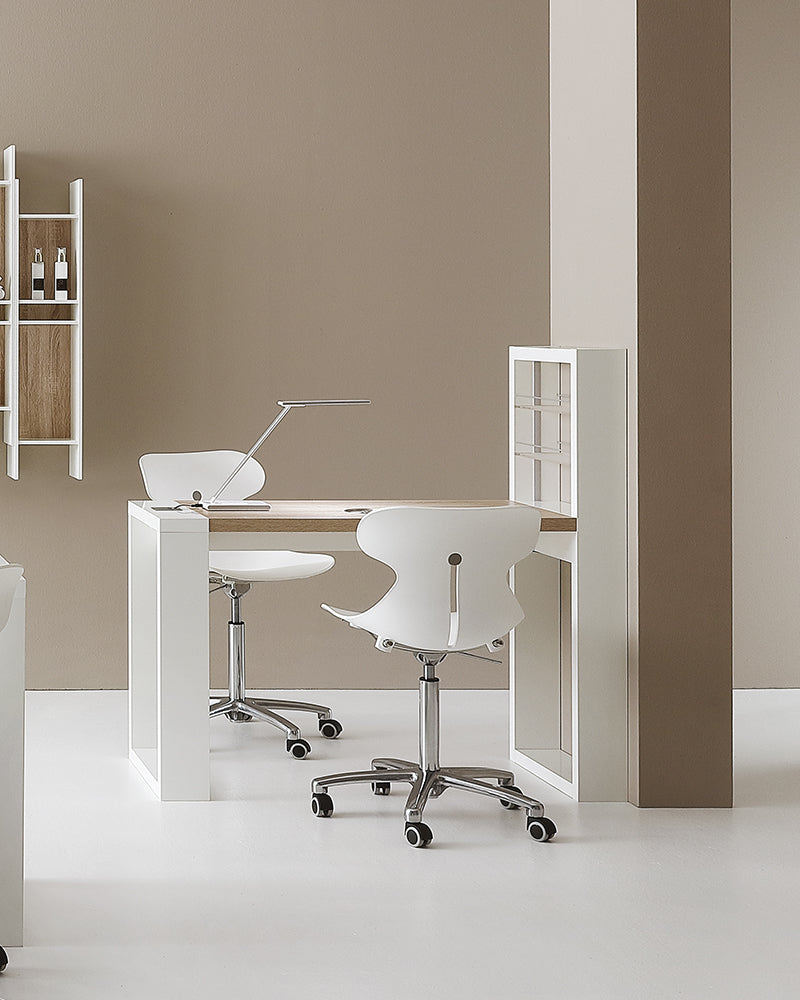 Living - Table de manucure blanche avec lumière LED - Étagère intégrée - Avec aspiration