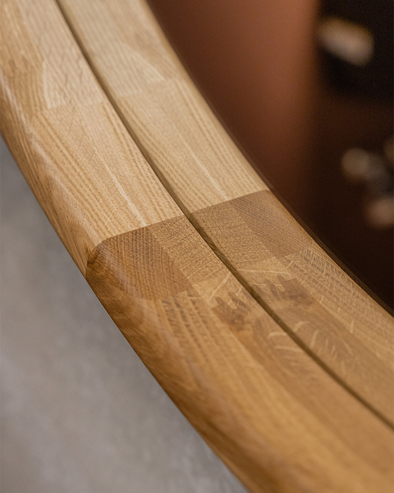 Linea Oak - miroir de coiffure ø100cm en chêne