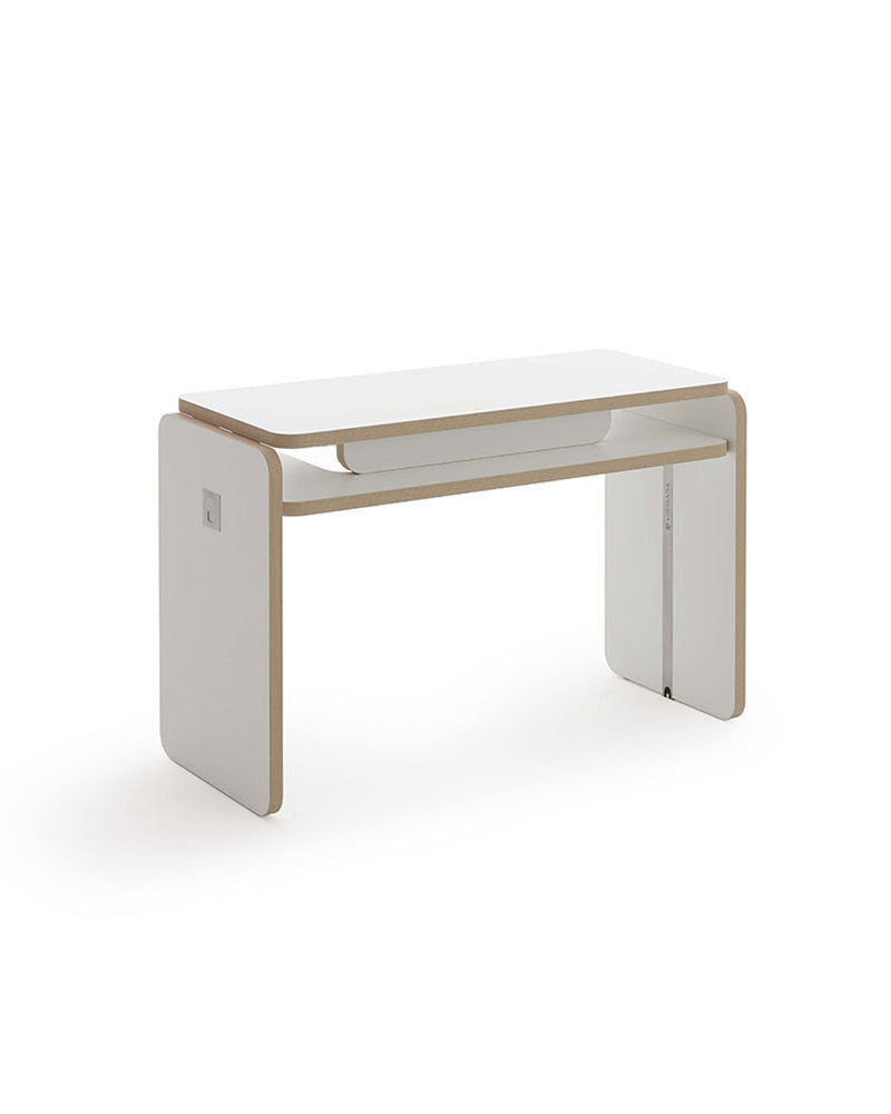 NAT - Table de manucure blanche - Bordure motif chêne - Sans aspiration
