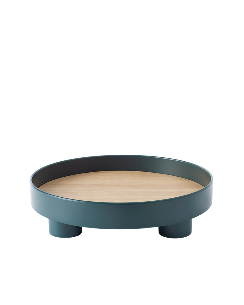 Platform - Vassoio da portata verde con piano in rovere