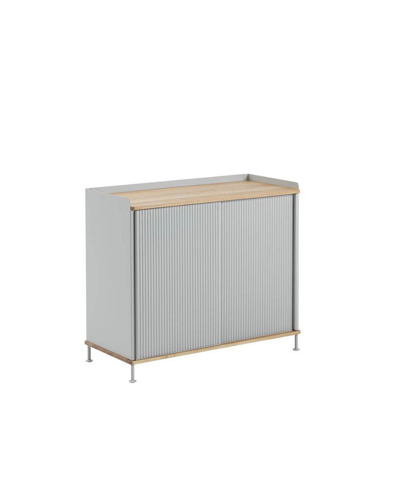 Enfold - Credenza grigia - Metallo rigato - Rovere