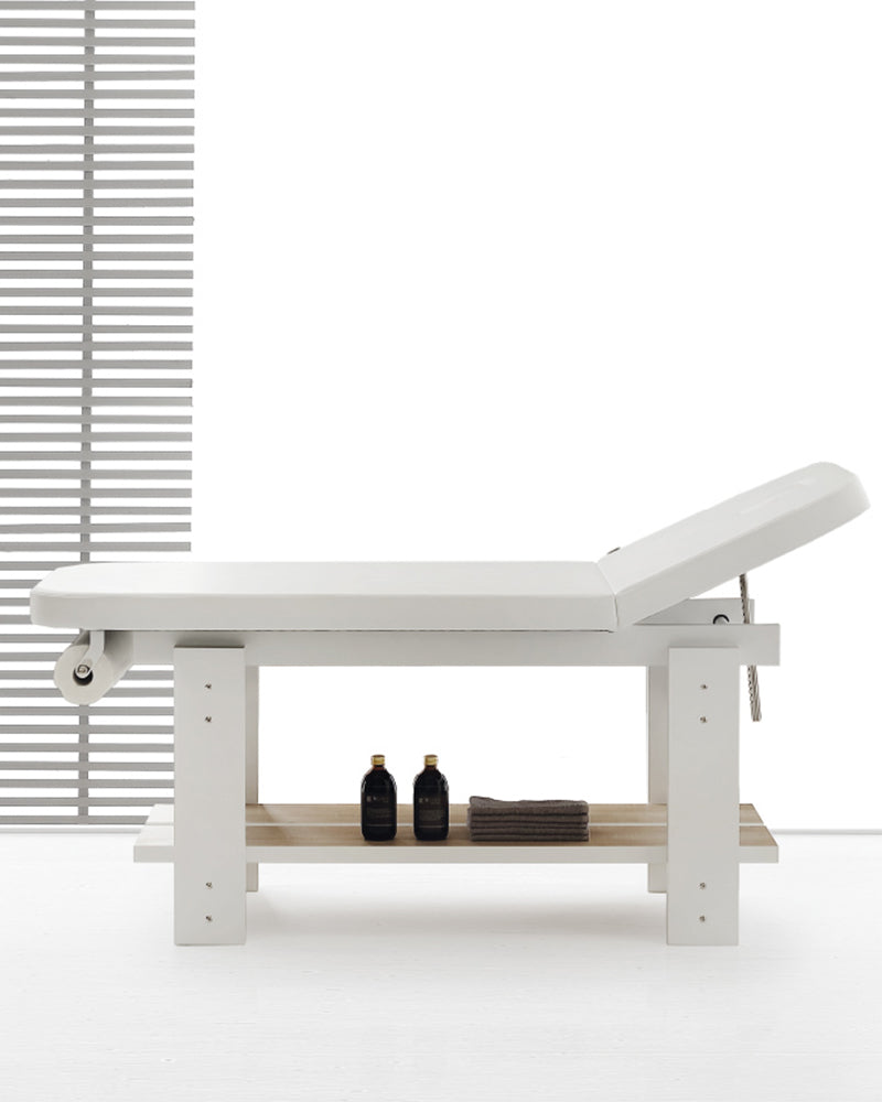 Living - Table de massage blanche - Motif chêne - Avec chauffage