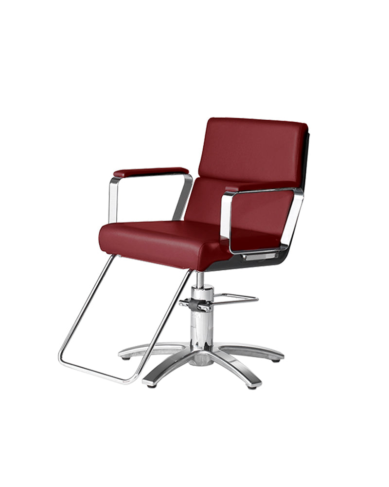 Adria II - Roter friseurstuhl - Chrom kreuzfuß