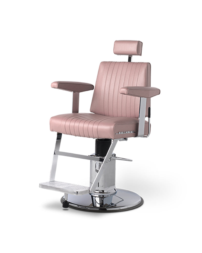 Dainty - Poltrona da barbiere rosa chiaro in acciaio inox