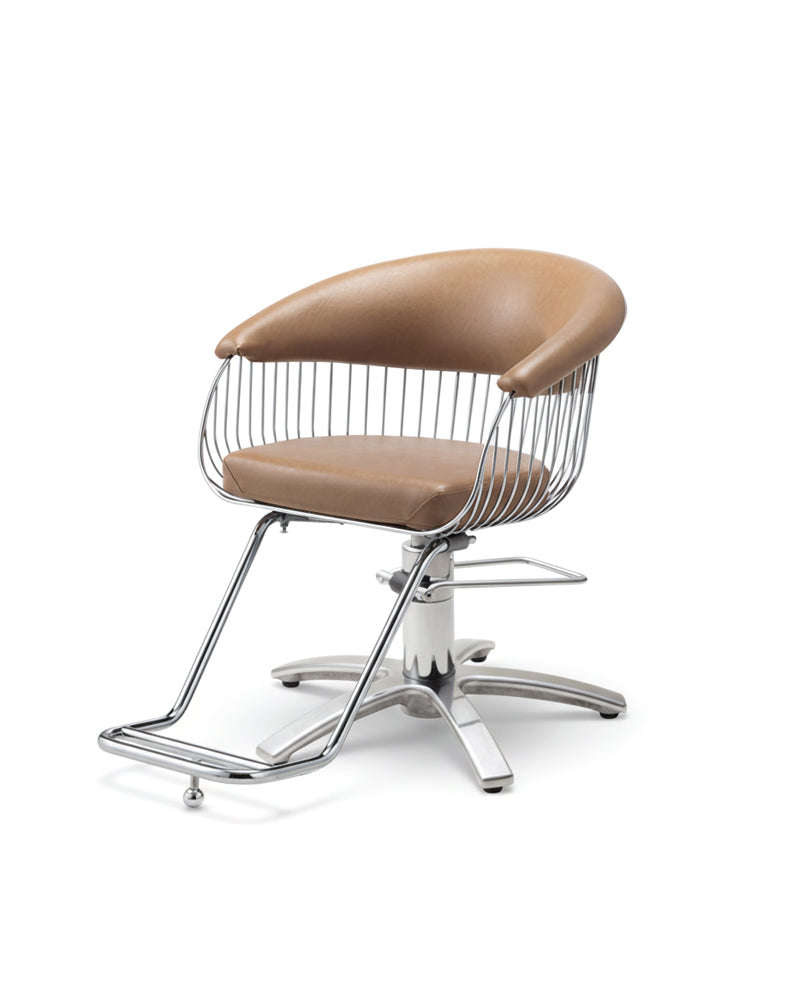 Harp - Hellbrauner friseurstuhl - Chrom kreuzfuß