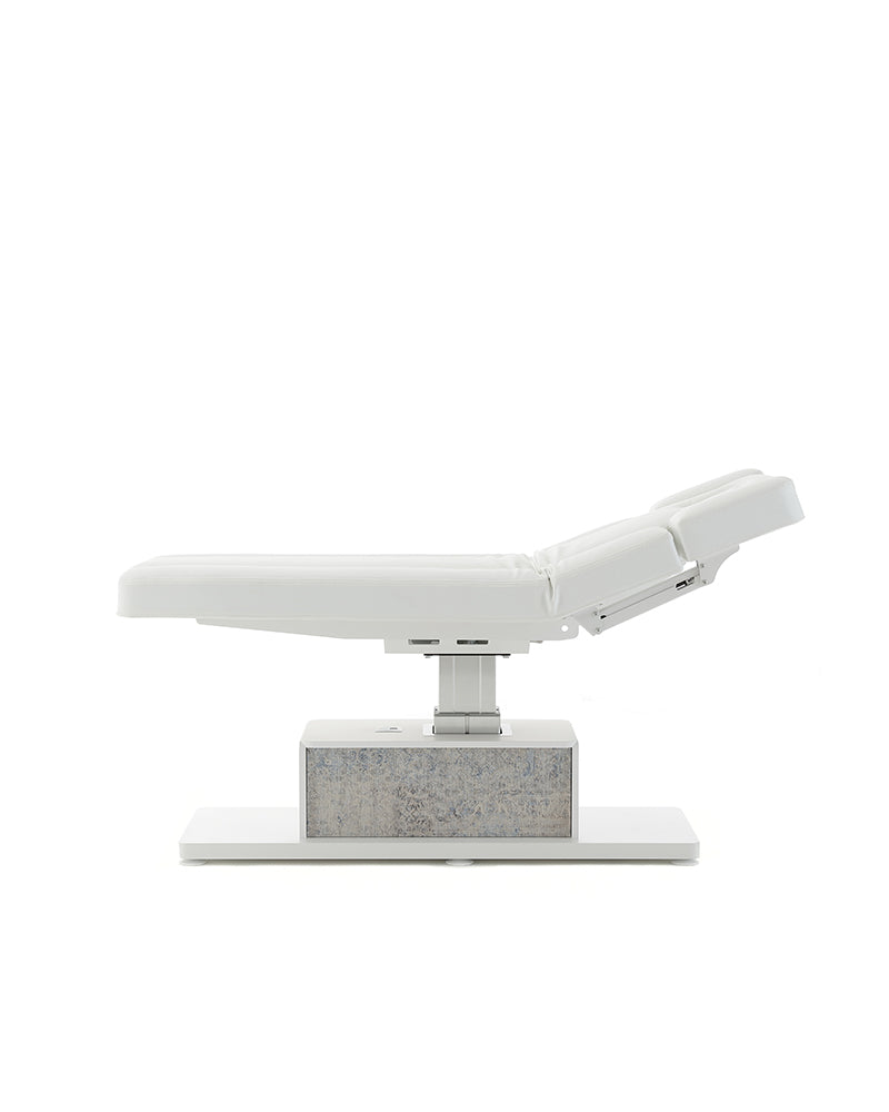 The Ben - Table de massage blanche et grise - avec moteur - avec accoudoirs réglables
