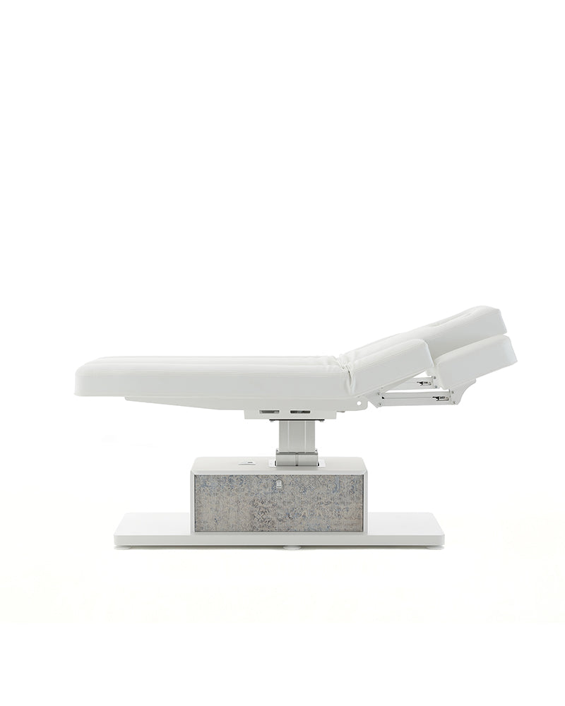 The Ben - Table de massage blanche et grise - avec moteur - avec accoudoirs réglables