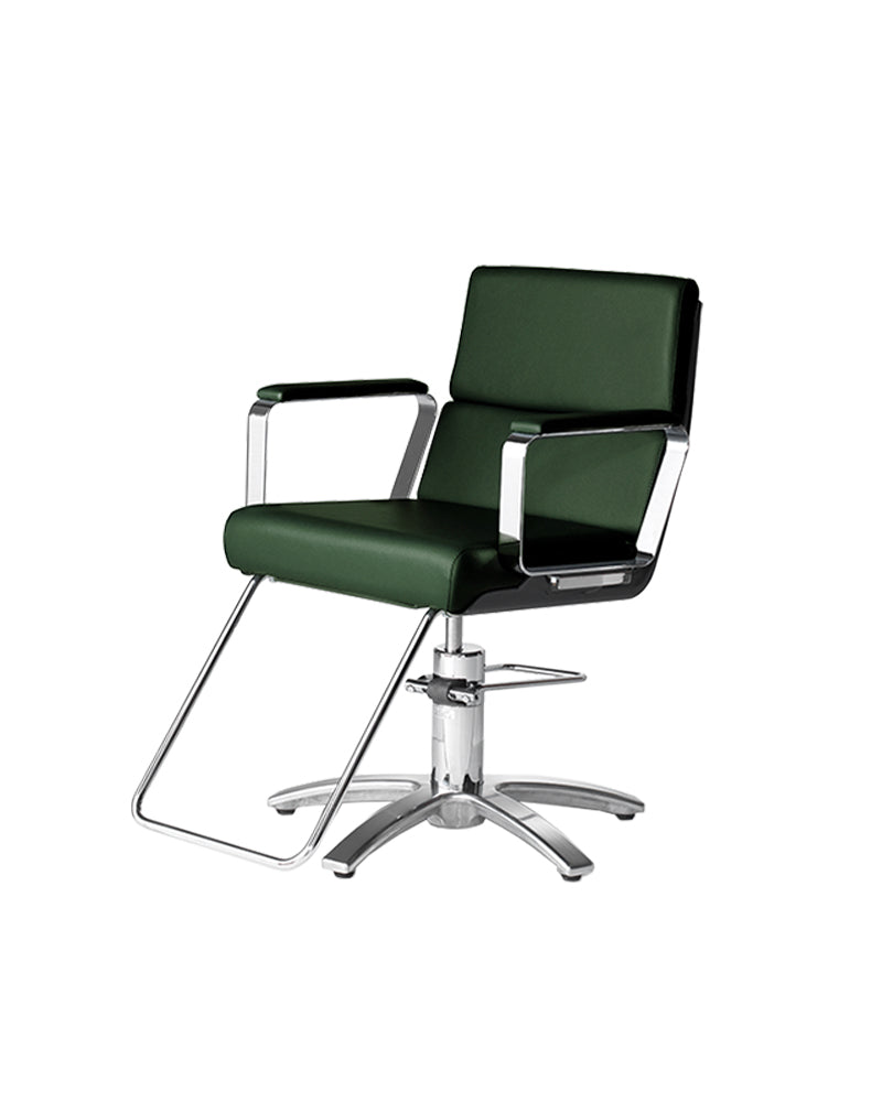 Adria II - Grüner friseurstuhl - Chrom kreuzfuß