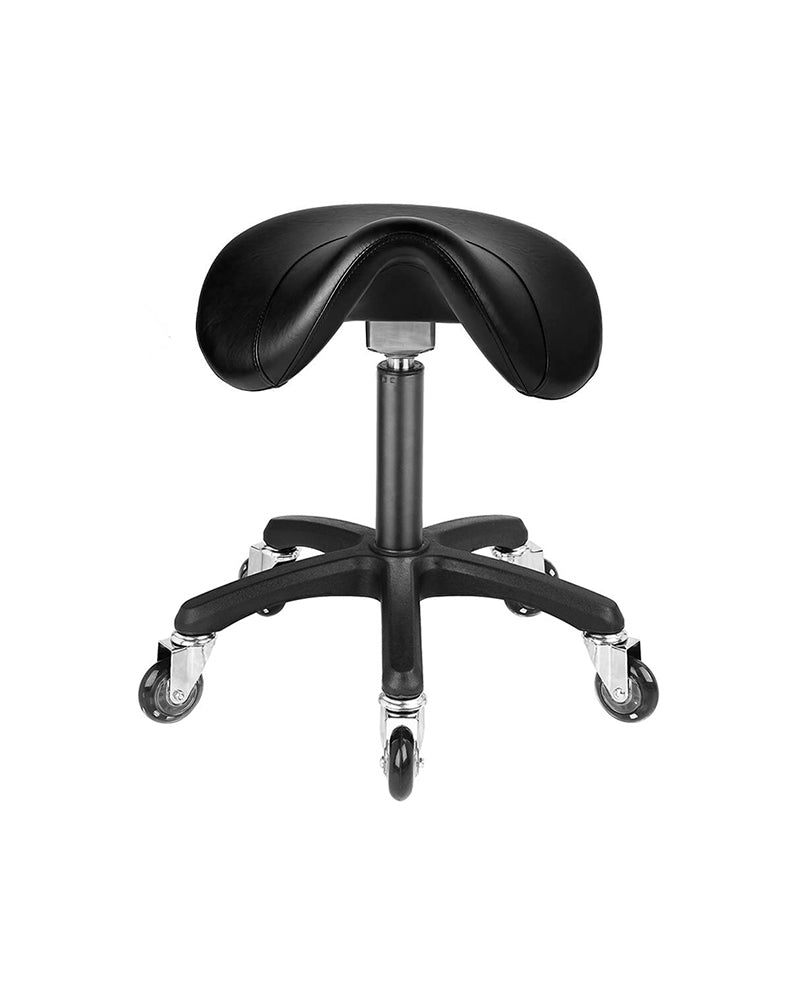 Saddle Black - Schwarzer Sattelhocker mit schwarzem Kreuzfuß