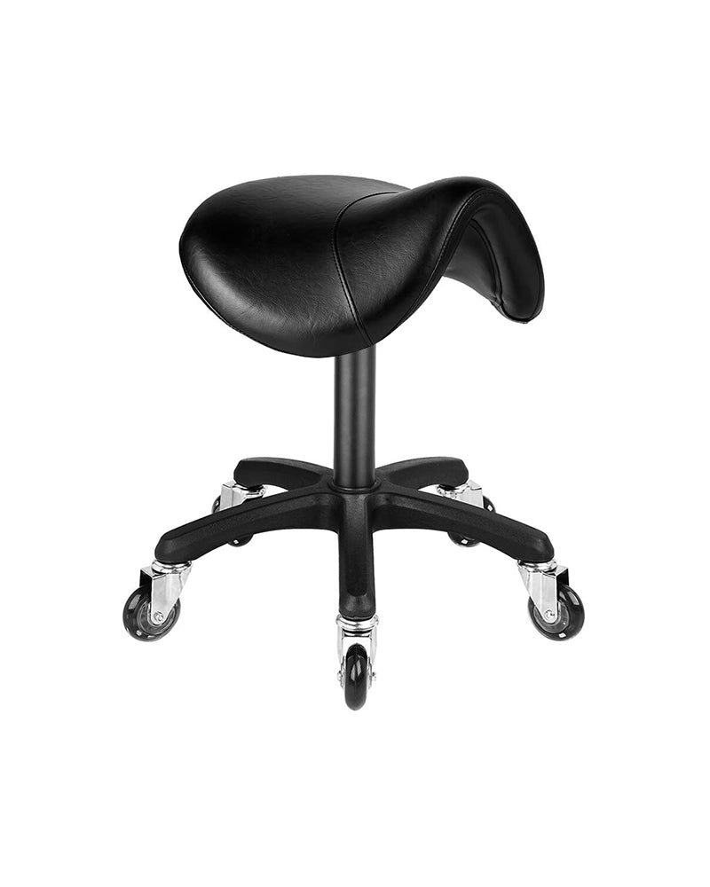 Saddle Black - Schwarzer Sattelhocker mit schwarzem Kreuzfuß
