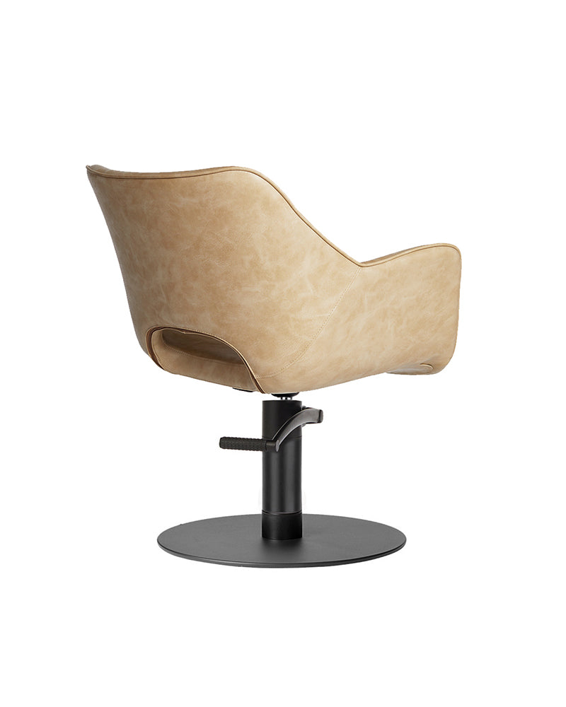 Chloe Sand - Fauteuil de coiffure beige - Base ronde noire