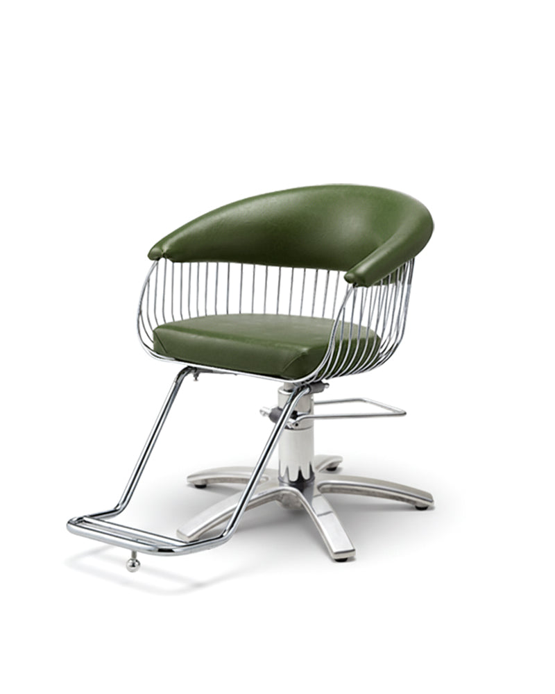 Harp - fauteuil de coiffure vert - base étoile chromée