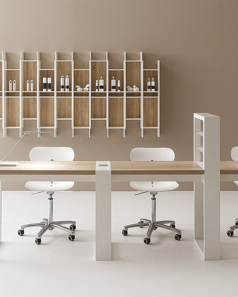 Living - Table de manucure blanche avec lumière LED - Étagère intégrée - Sans aspiration