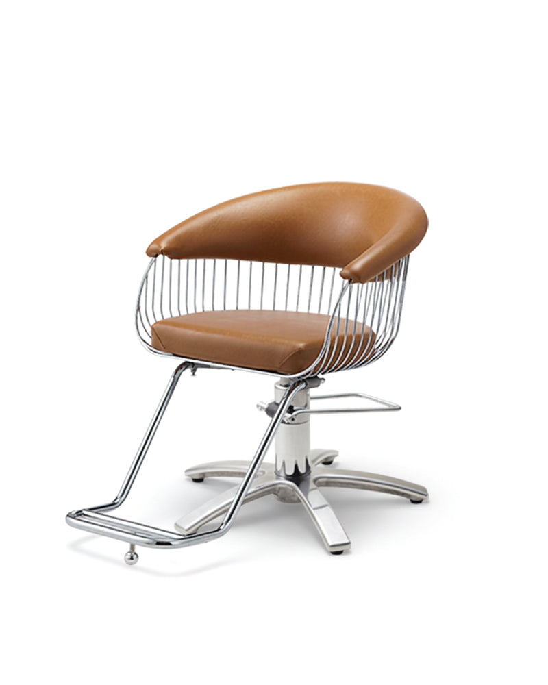 Harp - fauteuil de coiffure orange cognac - base étoile chromée