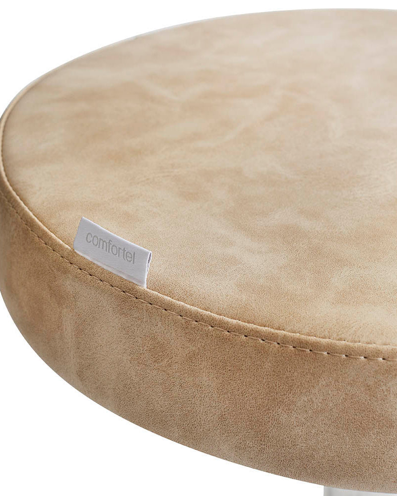Round Sand - Beiger rollhocker mit chromfarbenem kreuzfuß