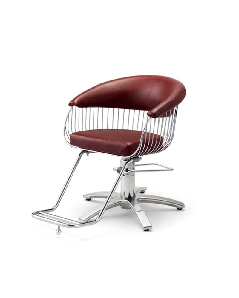 Harp - Roter friseurstuhl - Chrom kreuzfuß