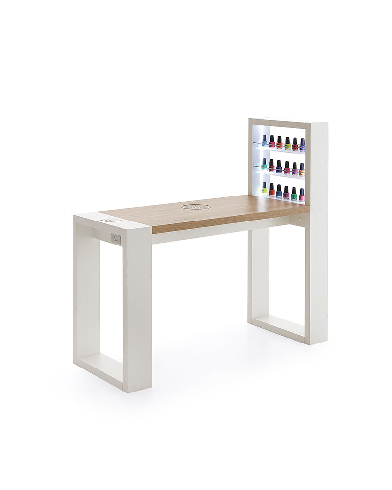 Living - Table de manucure blanche avec lumière LED - Étagère intégrée - Avec aspiration