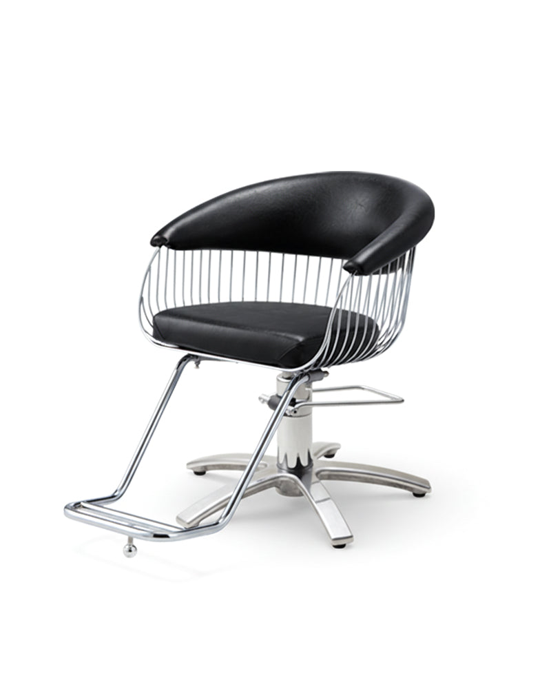 Harp - Schwarzer friseurstuhl - Chrom kreuzfuß