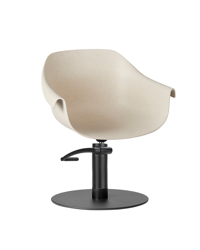 Eco - Sedia da parrucchiere beige - Base tonda nera