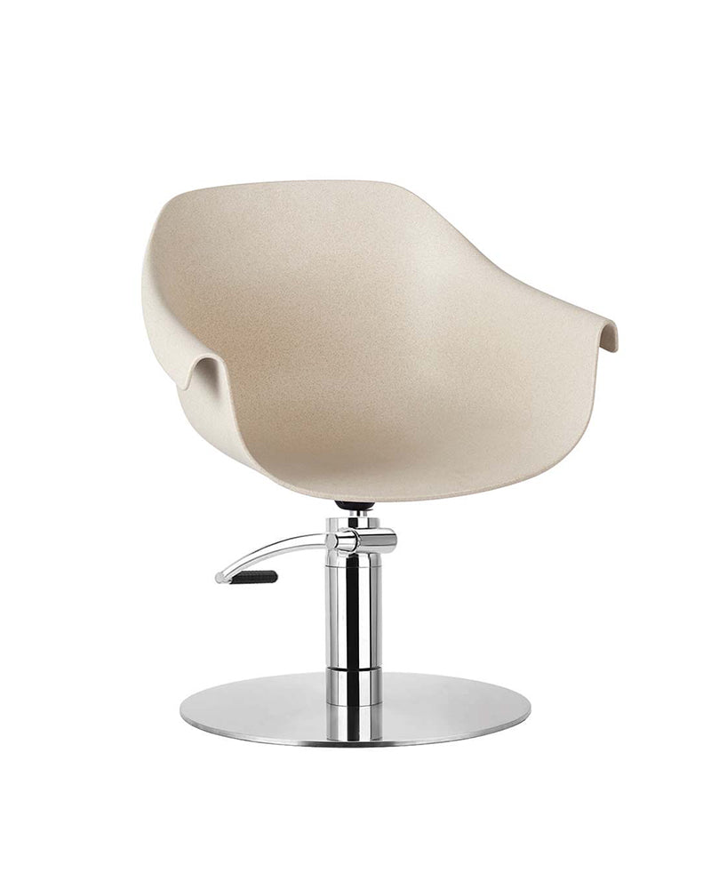 Eco - Fauteuil de coiffure beige - Base ronde chromée