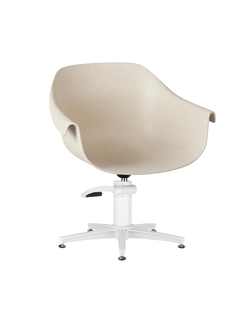 Eco - Sedia da parrucchiere beige - Base a stella bianca