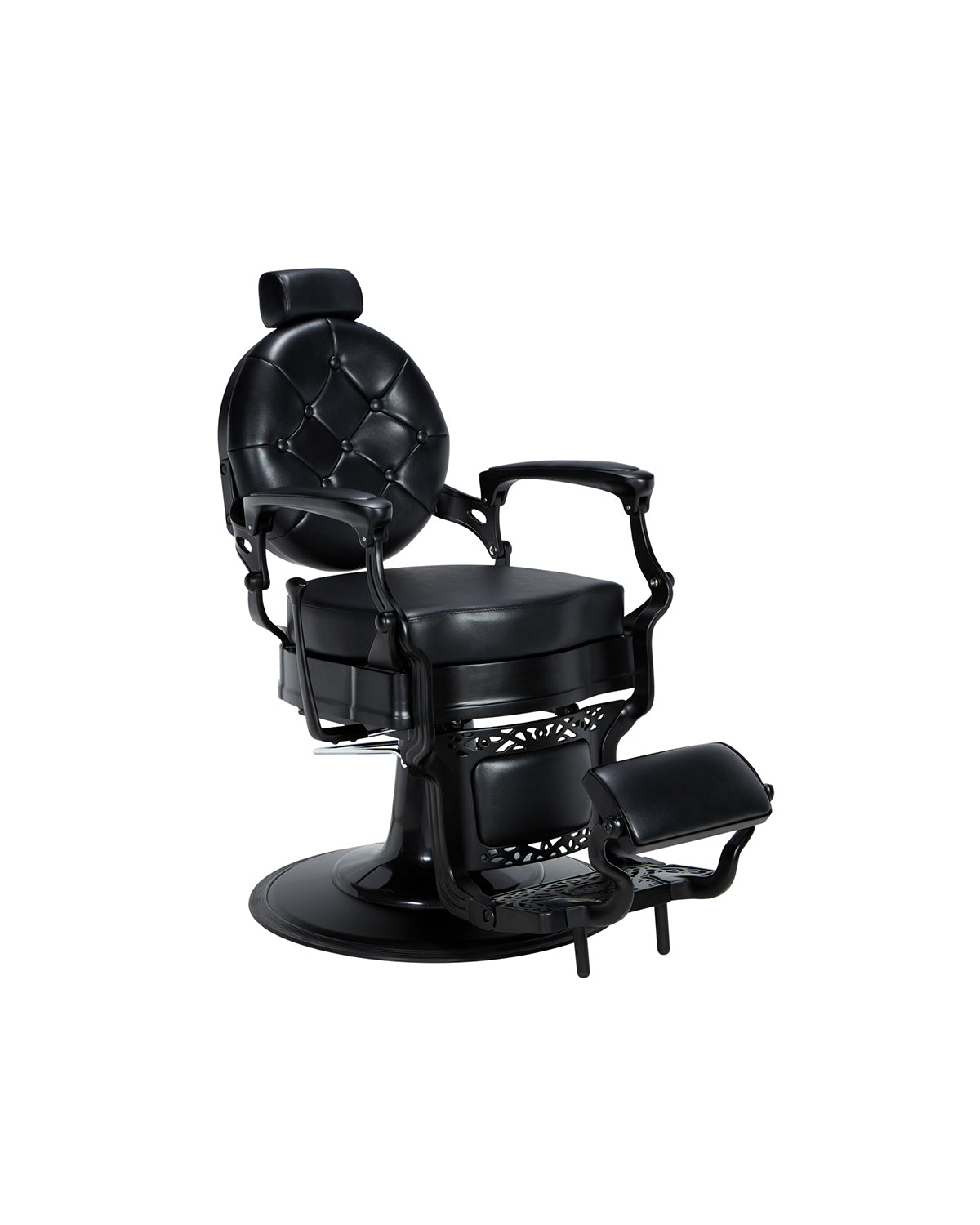 Check - Fauteuil barbier noir avec base ronde noire