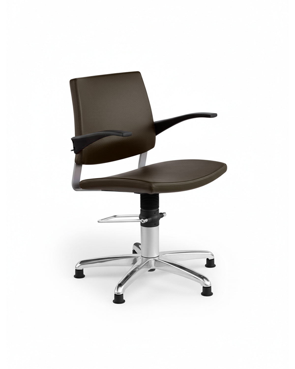 Greiner 22 - Poltrona da parrucchiere marrone con base a stella cromata