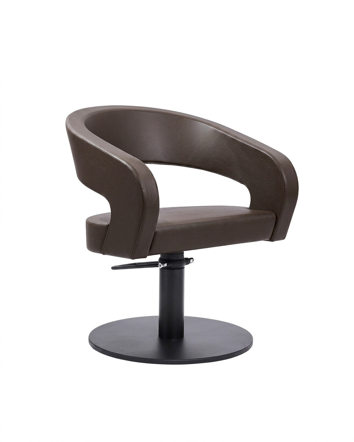 Greiner 50 - Fauteuil de coupe brun foncé avec base ronde noire