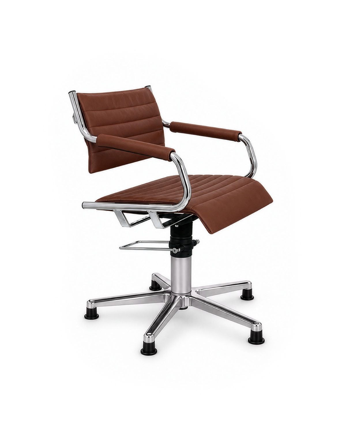 Greiner 59 - Poltrona da parrucchiere marrone con base a stella cromata