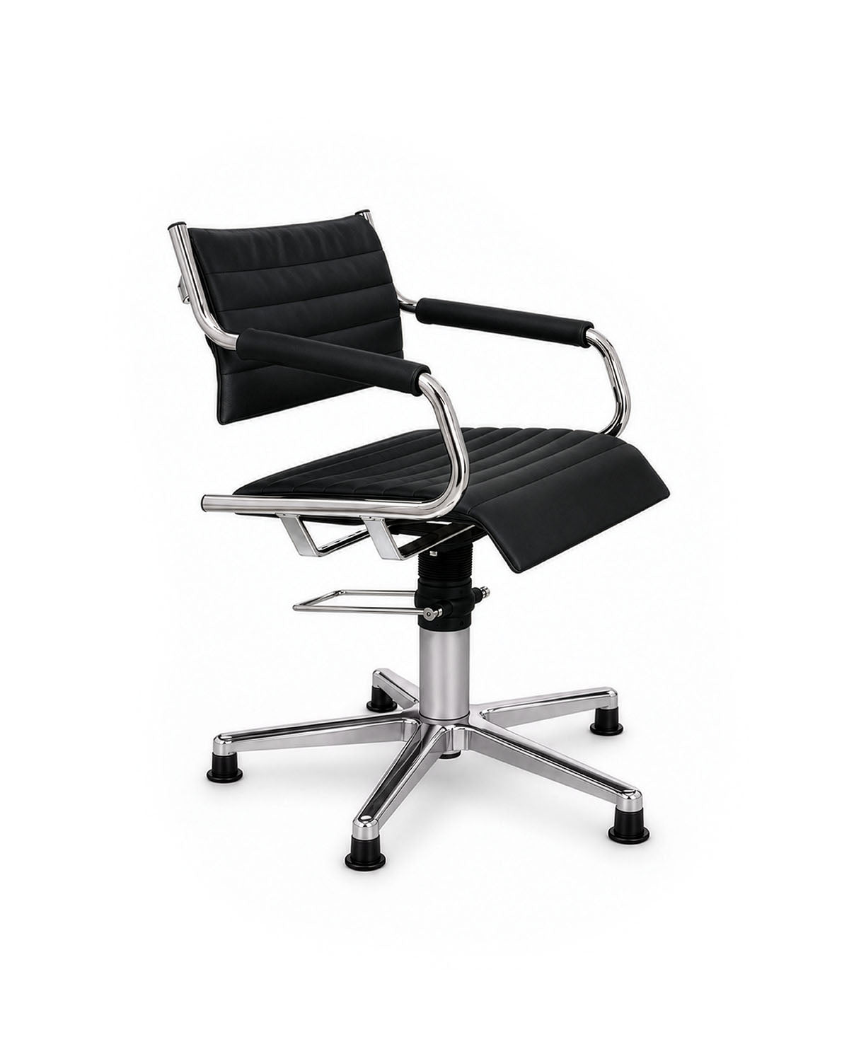 Greiner 59 - poltrona da parrucchiere nera con base a stella cromata