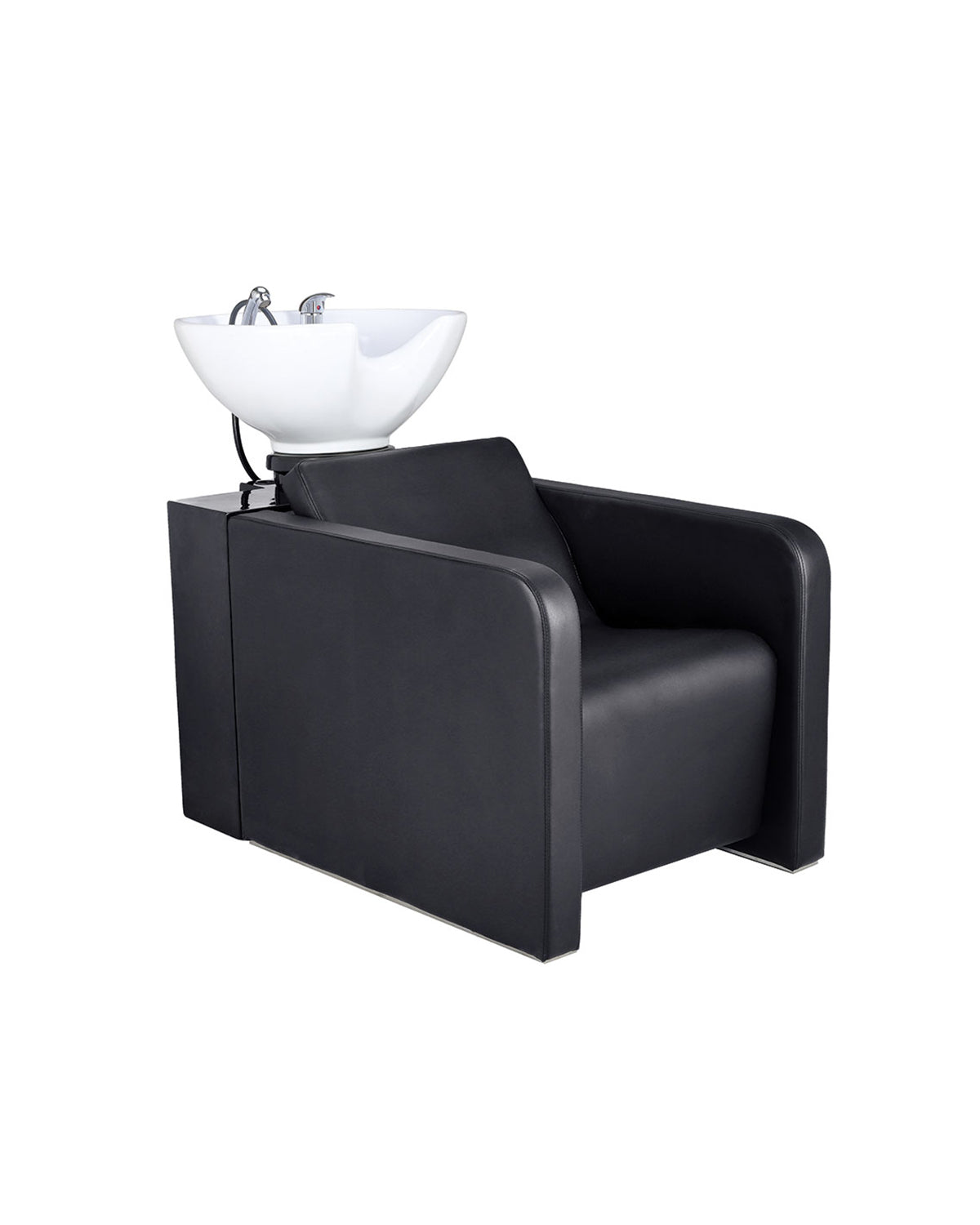 Jacob - Poltrona lavatesta nera con lavabo bianco