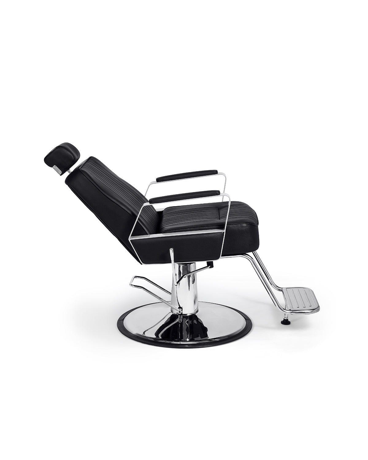 Joey - Fauteuil barbier noir avec base ronde chromée