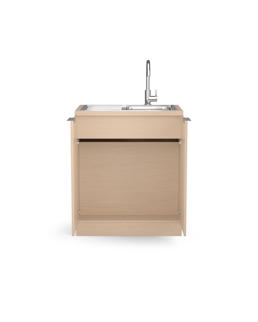 Lave-mains Colorbar - Armoire de lavage motif chêne - Lave-main chromé