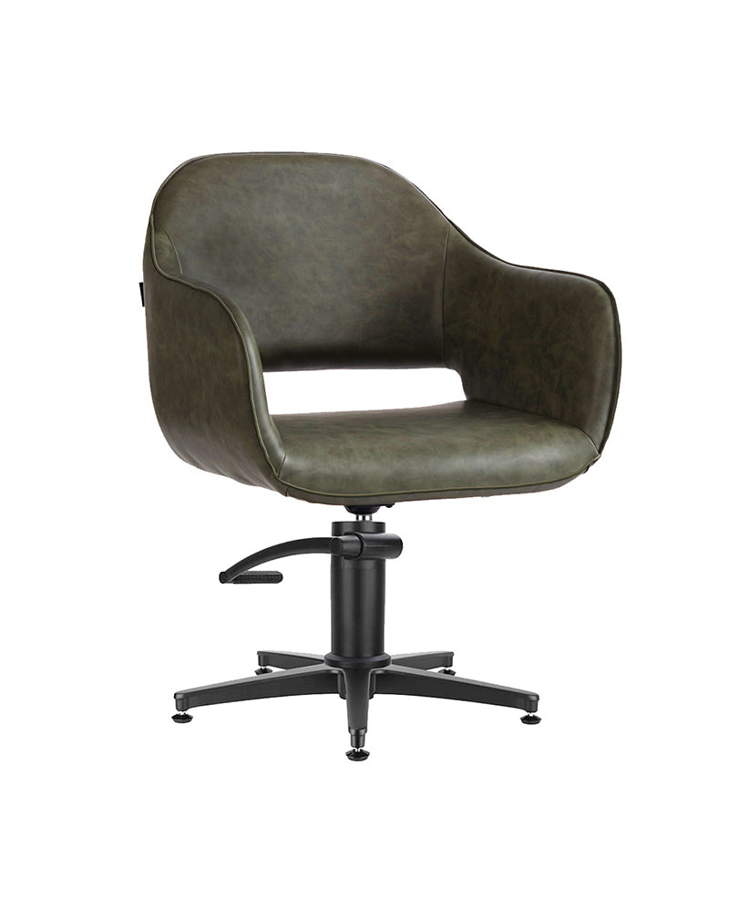 Meadow Sage - Poltrona da parrucchiere verde con base a stella nera