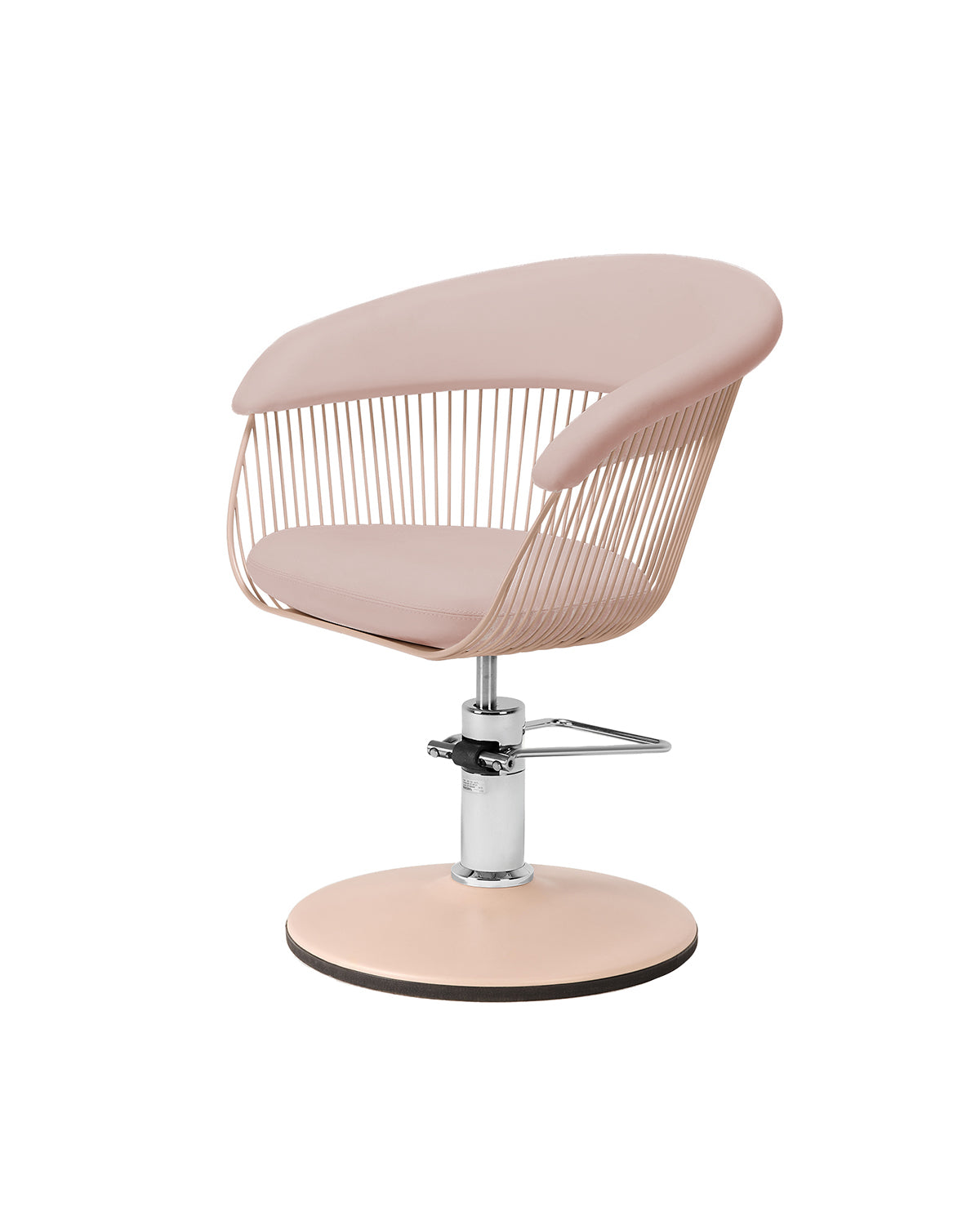 Vega - Sedia da parrucchiere rosa chiaro con base tonda rosa