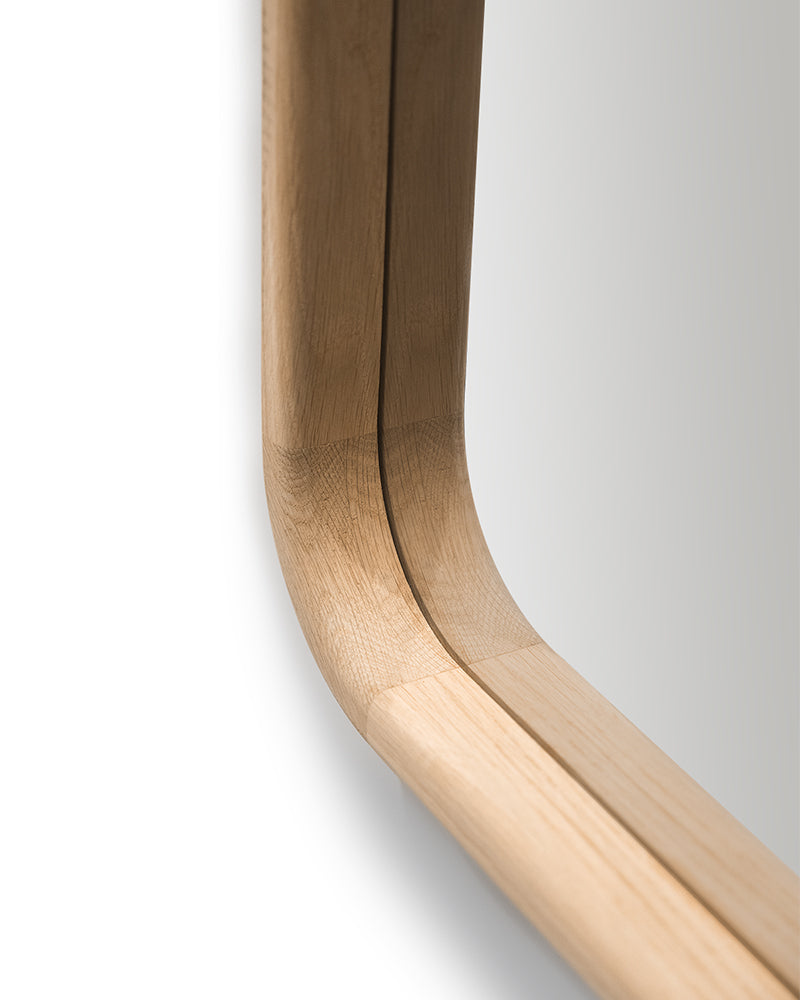 Linea Oak - Specchio da parrucchiere con cornice in rovere