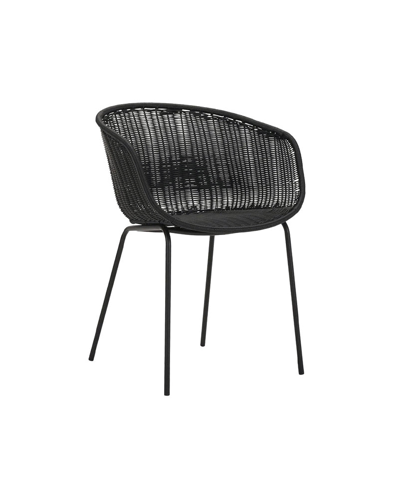 Hapur - Chaise coque noire - pieds noirs