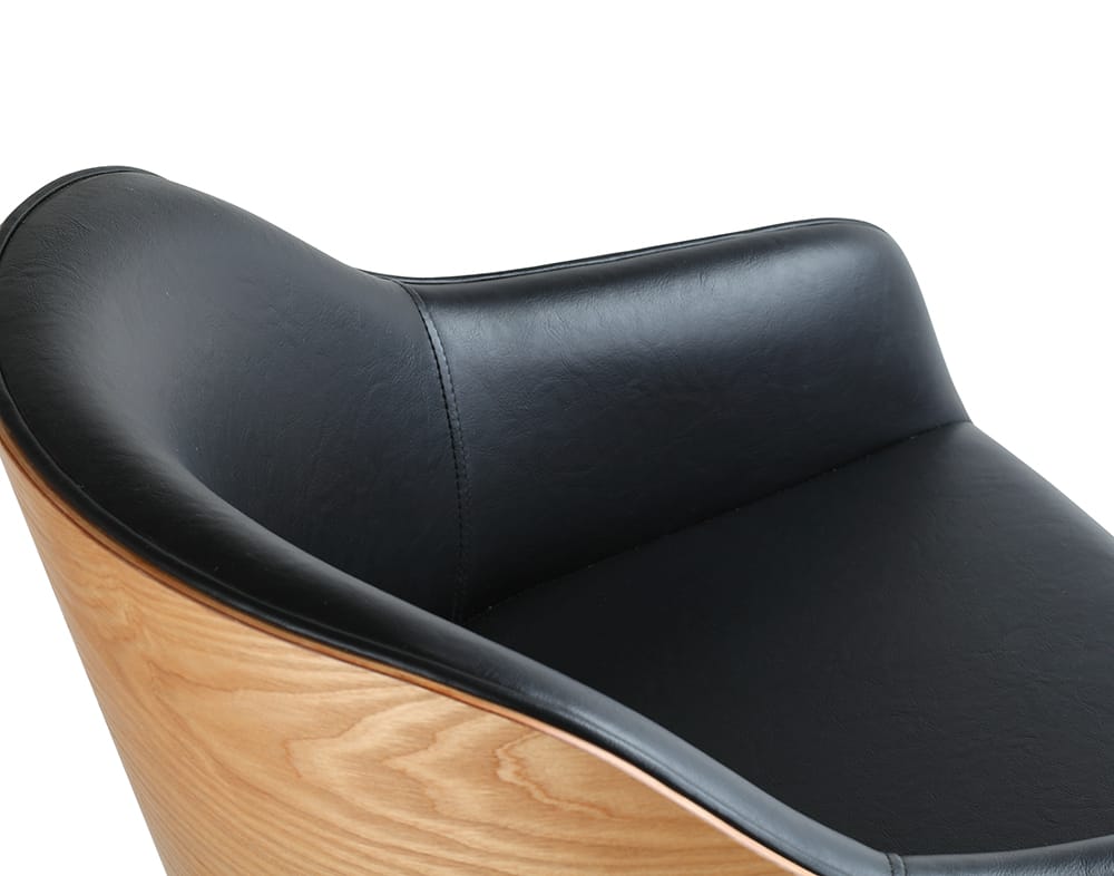 Stockholm - Fauteuil de coiffure noir - Dossier en frêne - Base étoile noire